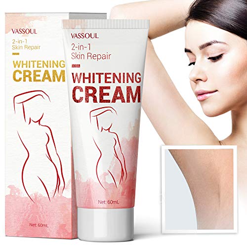 Vassoul Skin Underarm Whitening Cream - Lighten & Brighten Armpit, Bikini, Elbow, Private and Sensitive Areas (60mL)