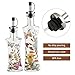 CEDAR HOME Olive Oil Bottle Set Glass Dispenser Vinegar Cruet with Stainless Steel Leak Proof Pourer Spout for Cooking or Salad Dressing, 2 Pack
