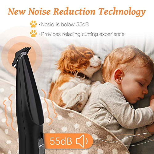 Dog Grooming Clipper, Cat Clipper Pet Hair Trimmer, Rechargeable Wireless Design Low Noise Electric for Hair Around Face, Eyes, Ears, Paw, Rump - Thumbnail 4
