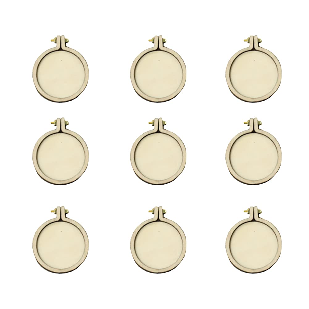 FSSTUD 20 PCS Round Mini Wooden Embroidery Stretch Circle Cross Stitch Hoop Fixed Frame for DIY Pendant Crafts