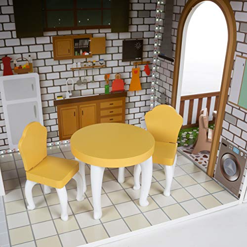 Kinderplay Puppenhaus Holz Gross, Puppenvilla, Puppenhaus Holz Groß komplett - Barbie Traumvilla, Barbie Puppenhaus, Led… – Bild 8