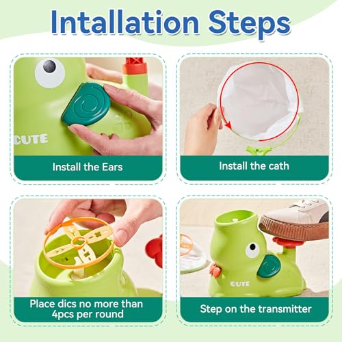 LBOYLOVE® Flying Disc Launcher, Outdoor Flying Disc Launcher Game with 8 Dics for Kids 3-12, Outdoor Garden Game for 3-12 Years Old Boys and Girls