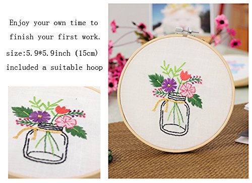 Cross Stitch Stamped Embroidery Kit - Eafior DIY Beginner Counted Starter Cross Stitch Kit for Art Craft Handy Sewing Including Color Pattern Embroidery Cloth,Embroidery Hoop,Color Threads,Tools Kit - Thumbnail 3