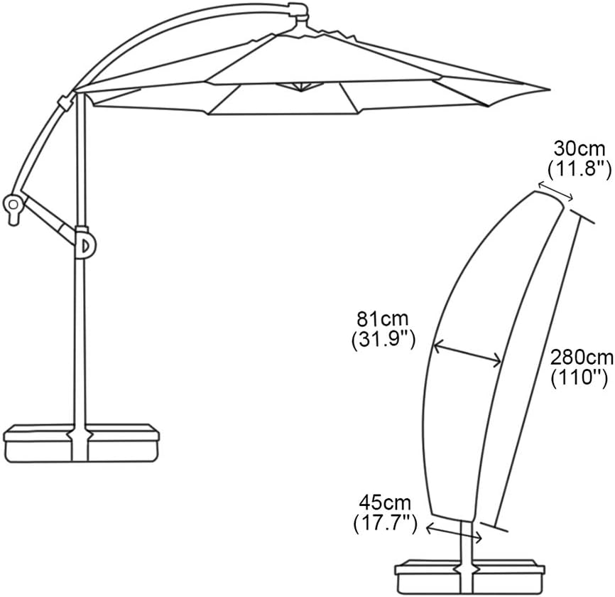 Patio Umbrella Cover, Upgraded 420D Oxford Fabric Waterproof Snowproof Outdoor Offset Umbrella Cover with Zipper for 9-11ft Cantilever Parasol Umbrellas (280 x 81 x 45cm), Blcak : Garden & Outdoor