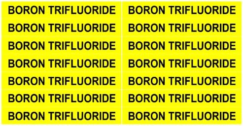 BORON TRIFLUORIDE ____Gas Pipe Tubing Labels__ <PACKAGE OF 28 LABELS> 3/8" Height, 3" Width, Black Letters on Yellow Background, TEMPO GAS SYSTEMS High-visibility, Industry-standard Information and Safety Labels