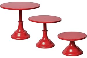 CBBZJY 3 Pcs Metal Cake Stand Set 8/10/12 inch Dessert Table Display Perfect for Baby Shower Wedding Birthday (Red)