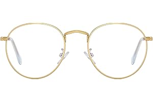 AIEYEZO Round Glasses for Women Men Fashion Blue Light Blocking Glasses Circle Metal Wire Frame Eyeglasses