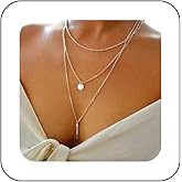 Andelaisi Vintage Layered Coin Choker Necklace Long Bar Choker Necklace Gold Layering Disc Necklace Choker Boho Long Necklaces Chain Jewelry for Women
