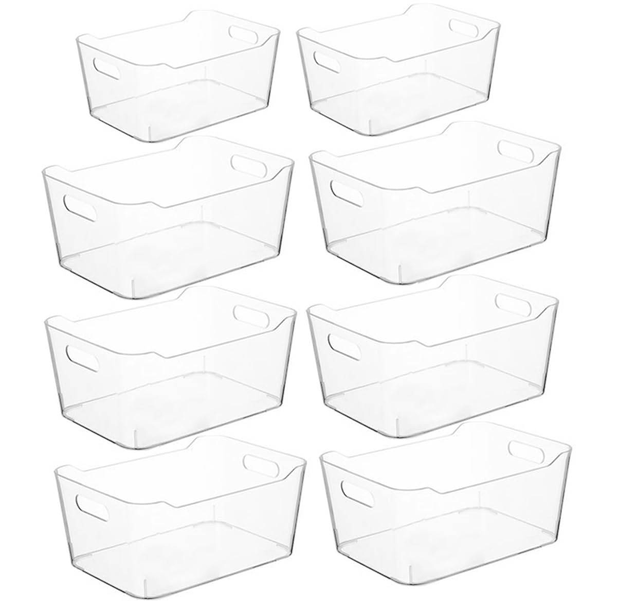 Grace Store 8PCS Clear Plastic Organiser Storage Versatile Kitchen Organiser Tray for Desk, Makeup, Bathroom, Kitchen Pantry Cabinet