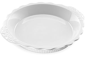 LIFVER Ceramic Pie Pans for Baking 10.6 Inches, 35 Oz White Farmhouse Pie Dish, Pie Plate for Dessert Kitchen, Round Baking Dish Pan for Dinner, Oven, Freezer, Microwave Safe