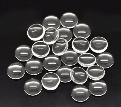 Glass Dome Seals Cabochon Round, Flat Back, 95pcs (10mm)