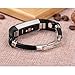 bayite Leather Bands Compatible with Fitbit Alta and Alta HR, Metal Clasp Leather Cord Wristband, (Black, 5.5