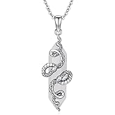 YEESIA Crystal Snake Necklace for Men and Women, 925 Sterling Silver, Snake Pendant with Healing Crystal, Animal Jewelry Gift for Wife Husband