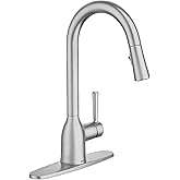 Moen Adler Spot Resist Stainless One-Handle High Arc Pulldown Kitchen Faucet with Power Clean, 87233SRS