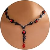 Gothic Blood Drop Red Pendant Necklace Black Bat Halloween Y Necklace Jewelry for Women