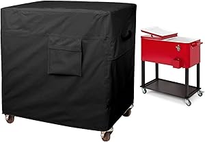 TUYUU Outdoor Cooler Cart Cover, Universal 80 Quart Rolling Cooler Cover for Most Patio Cooler,Beverage Cart, Rolling Ice Chest, Deep Freezer Chest