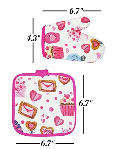 VMNlooking Cupcake Print Pot Holders and Oven Mitts/Glove for Kids
