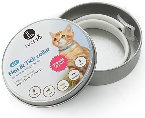 LUCESO flea protection collar for cat - 8 Month Protection, 1 size fits All, all weights - anti tick, larvae, mosquito, lice - non toxic Natural ingredient, no allergies