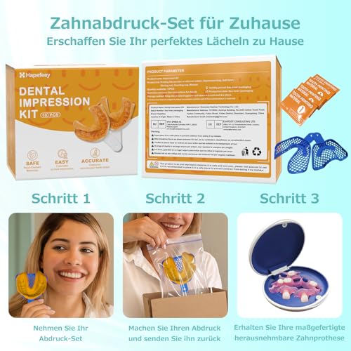 Custom Partial Dental Denture - Temporary Denture, Removable and Temporary Denture. Perfect fit and easy to use to recreate your smile at home (6 teeth)