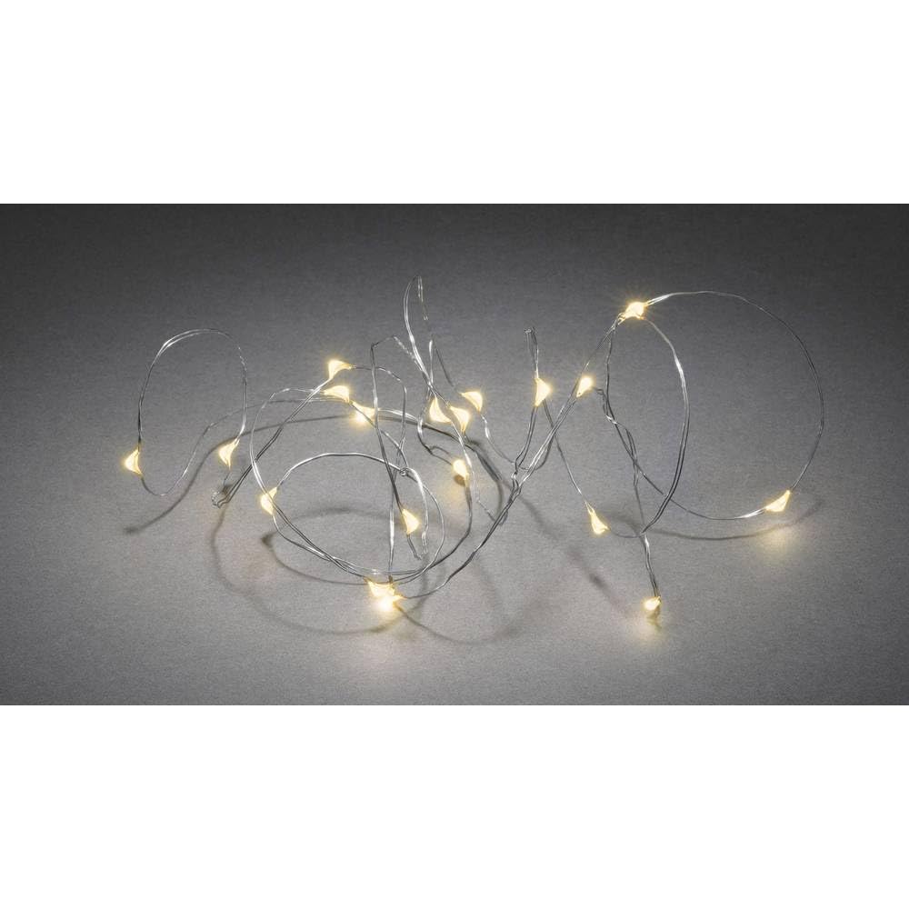 Konstsmide LED Naked Wire/Pin Wire Micro Lights Battery Fairy Lights/Indoor Use (IP20)/ 40 Amber White Diodes LED Lights/ 6 Hour Timer Function/ 3AA Batteries (Excl.)/ Silver Wire String Lights