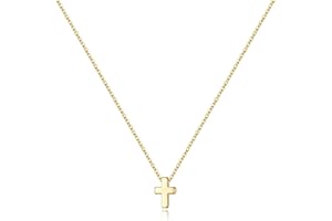 M MOOHAM Cross Necklace for Women Teen Girls, Dainty 14K Real Gold Plated Cross Pendant Necklace Sideways Cross Choker Layered Cross Necklace Gifts for Women Girls