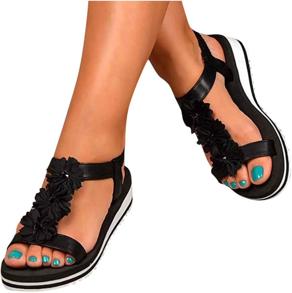 flower slip on platform sandals