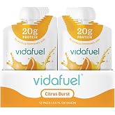 VIDAFUEL Wellness Protein Shot, Citrus Burst, 20g Protein, 12 Pk | Single Serve Pouch, 20g Collagen and Whey Protein, Dietitian Developed, On The Go Convenience, 12 Pack
