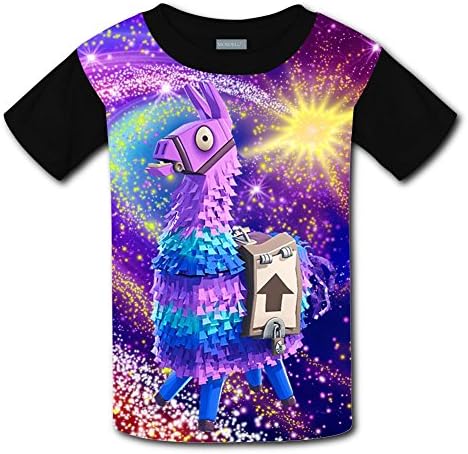 rihtuues Youth Unisex Kids Fortnite Llama Unicorn 3D Creative Short Sleeve T-Shirts Tees - XL