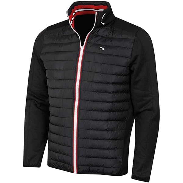 Royal & Awesome Black and Red Hybrid Quilted Men's Golf Jacket