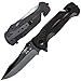ANVIL BLADESMITHS BULLSHARK G-10 8CR13 Folding Pocket Knife with Glass Breaker and Seatbelt Paracord Cutter - Straight Blade Black