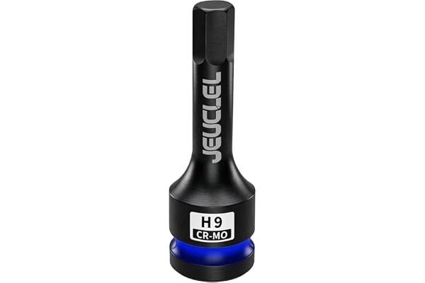 JEUCLEL 9mm Hex Impact Bit Socket, H9 1/2-Inch Impact Drive Allen Socket, Cr-Mo Steel Lengthen Hex Screwdriver Adapter for El