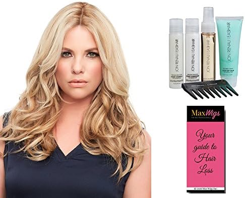 EasiPart French 12" Color 6 - Jon Renau Wigs Remy Human Hair Topper Women's Hand Tied Knotting Top Piece Bundle with Travel Kit, MaxWigs Hairloss Booklet