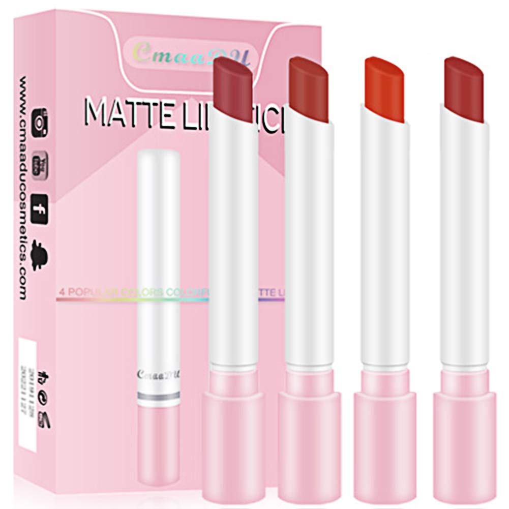 DAGEDA 4 Color Cigarette Lipstick Set, Matte Velvet Lipstick, Long Lasting Waterproof Easy To Color Tube Lipstick (B)