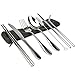 KISSWILL Portable Utensils, Travel Camping Cutlery Set, 8 Pieces Including Knife Fork Spoon Chopsticks Straws Brush and Carry Case, Reusable Silverware Set to Go, Dishwasher Safe