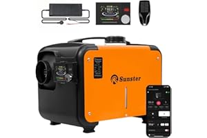 Sunster 12V/24V 8KW Diesel Heater, 110-240V All-in-One Diesel Air Heater with Ventilation Function & Automatic Start Stop, LCD Monitor & APP Control for RV Truck Boat Camper