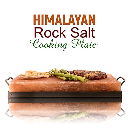 Himalayan Chef Pink Salt Cooking Plate 8" x 12" x 2" Block Cooking Salt Plate & Holder Set
