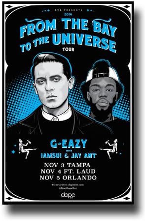 G-Eazy Poster - 11 x 17 Concert Promo for "These Things Happen" Bay to Universe Tour Blu