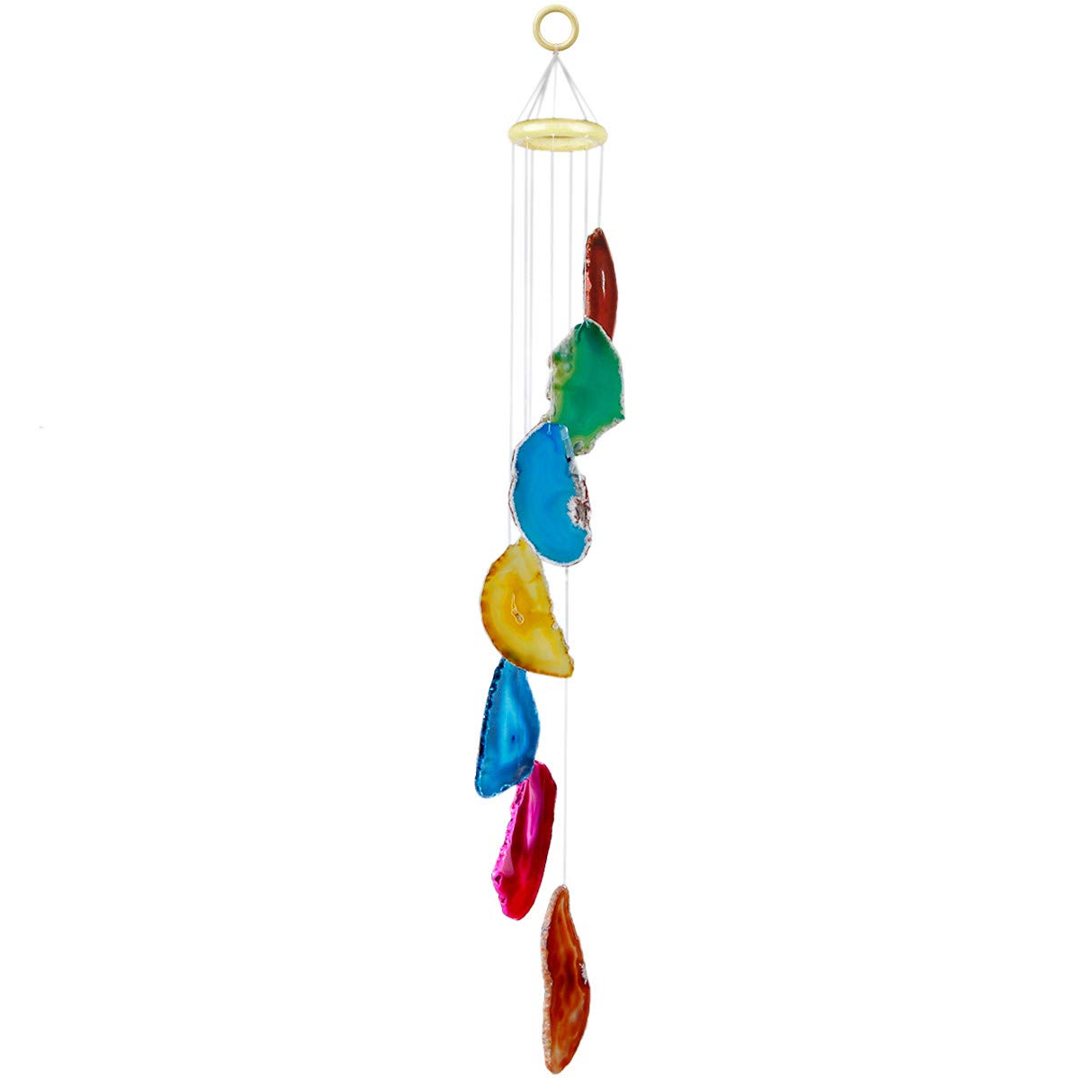 Nupuyai Large Multicolour Agate Slices Wind Chimes for Garden Home Decor, Crystal Stone Hanging Ornament Wind Bell for Outdoor Indoor 78cm