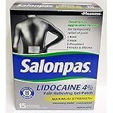 Salonpas Lidocaine 4% Pain Relieving Gel-Patch, 2Pack (15 Gel-Patches Each)