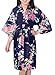 Admireme Girls' Peacock Satin Kimono Robe Bathrobe Nightgown For Spa Party Wedding Birthday