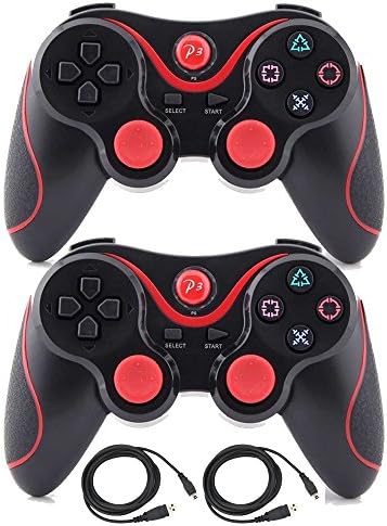 Kepisa Wireless Bluetooth Controllers For PS3 Double Shock - Bundled with USB charge cord (BlackRed and BlackRed)