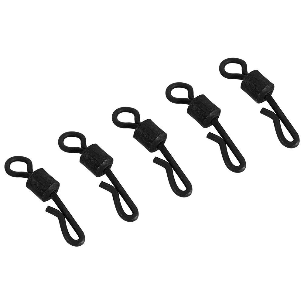 25pcs Q-Shaped Stainless Steel Fishing Terminal Quick Change Swivels for Freshwater and Saltwater Fishing (Black)