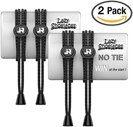 No Tie Shoelaces, Elastic Shoe Laces Easy Lock for Kids, Seniors, Men, Women Sneakers (2 Pack) (Black Black)