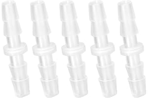 Quickun Plastic Hose Barb Fitting, 1/8" x 1/8" Barbed Splicer Mender Joint Adapter Union Fitting (Pack of 5)