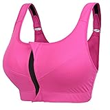Beepeak Women's High Support Push Up Zip Front Close Padded Sports Bra