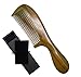 Meta-C Natural Green Sandalwood Wooden Comb - NO SNAGS, NO TANGLE, NO STATIC (Short Handle - Standard Tooth)