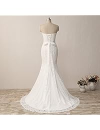 HUICHENGYAO Vestido de novia sin mangas, de encaje, para boda, vestido de noche, sirena