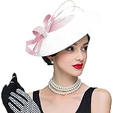Vintage Fascinators Pillbox Hat for Women Straw Fedora Wide Brim Ladies Church Sinamay Derby Hats