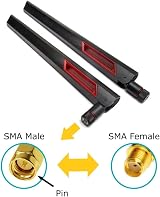 HighZer0 Electronics 10dBi Wi-Fi Antennas Dual Band SMA Male Black Red 2 Pack view 3