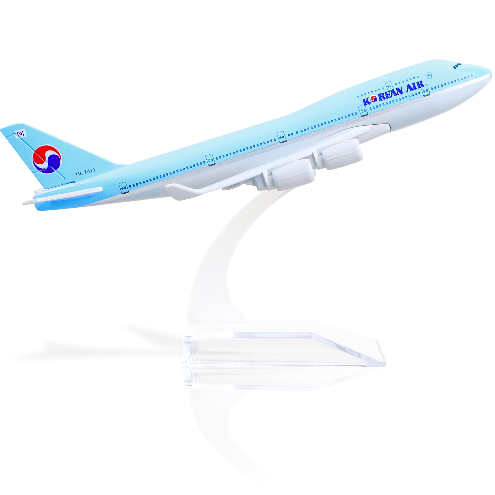 QIYUMOKE 747 Korean Model Airplane kit-1/400 Die-cast Metal Airplanes Model with Stand (6 inches) Air Plane Model Boeing 747 Gifts for Aviation Enthusiasts, Desktop Display Decorations
